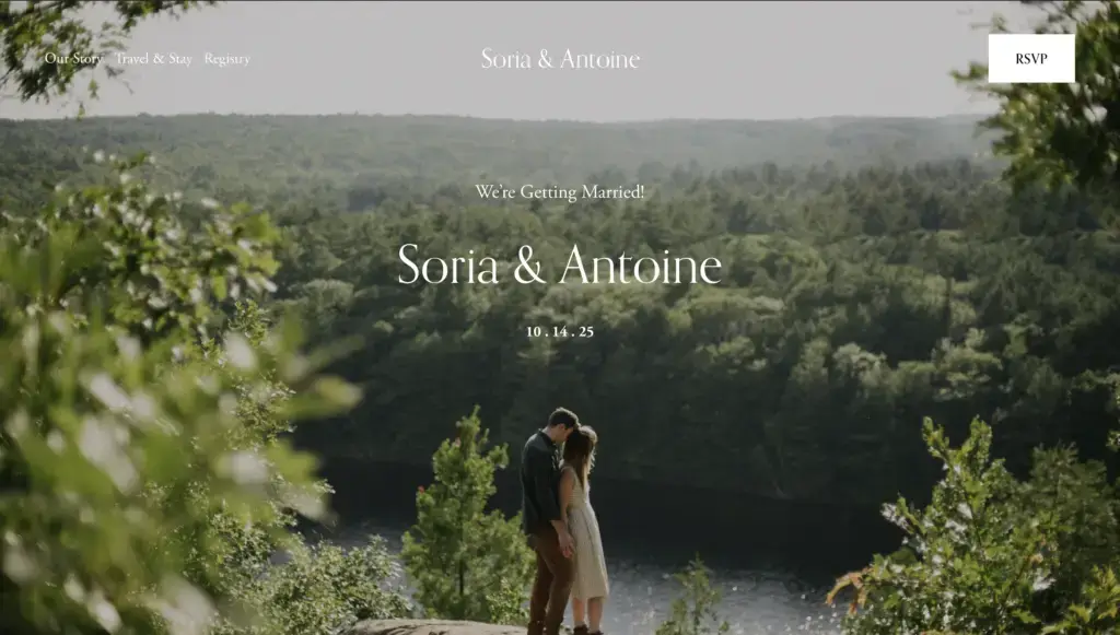 Elegant wedding website design for destination wedding Marbella